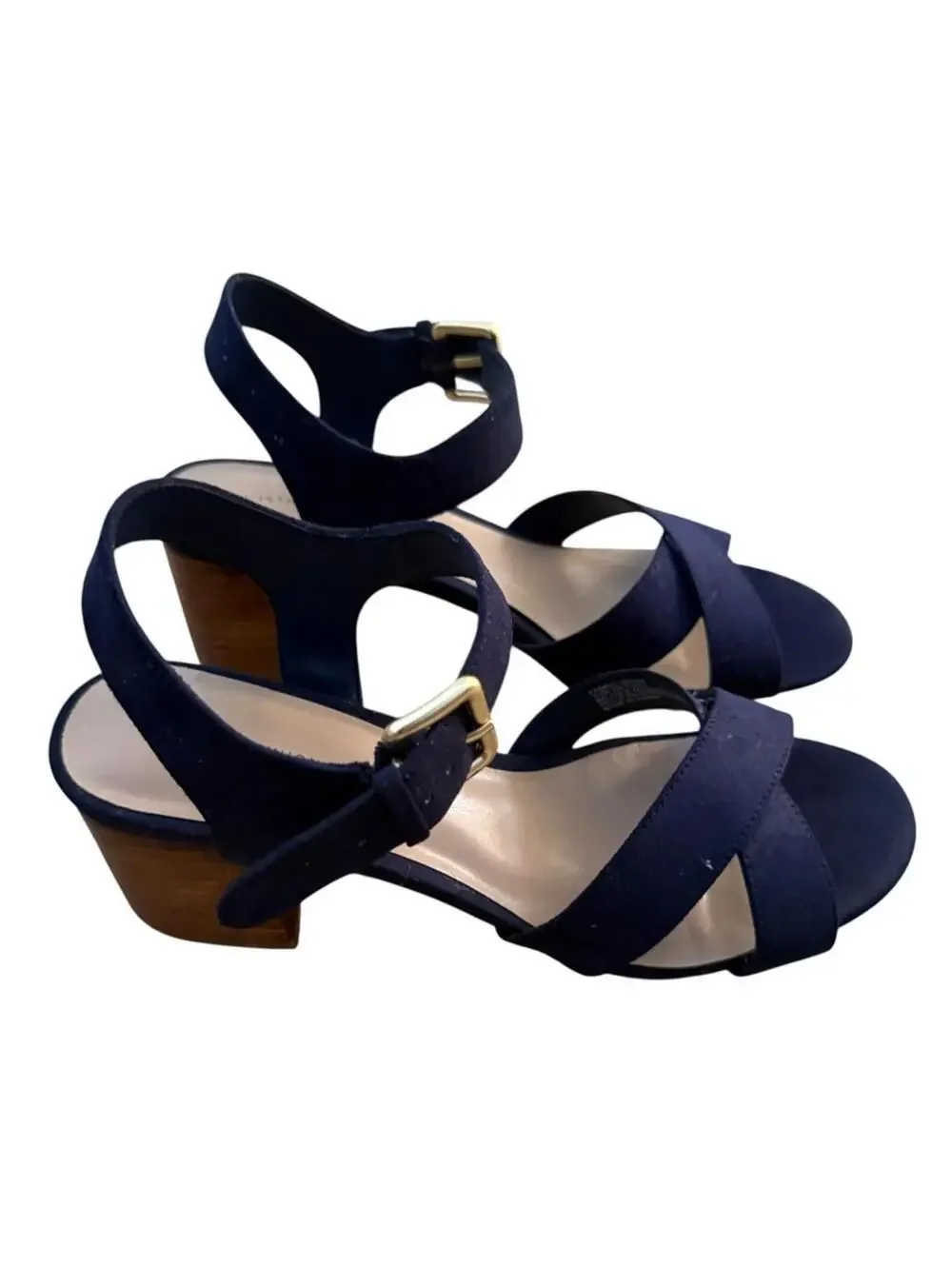 14TH & UNION Navy Blue Sandals w/ Buckle Strap Women 7.5 7-1/2 M
